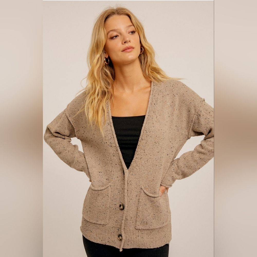 🩵NWT Hem & Thread Tan Long Sleeve Cardigan Sweater Small